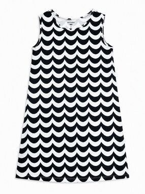 Marimekko x Uniqlo Kids 7-8 Black White Wave Print Dress